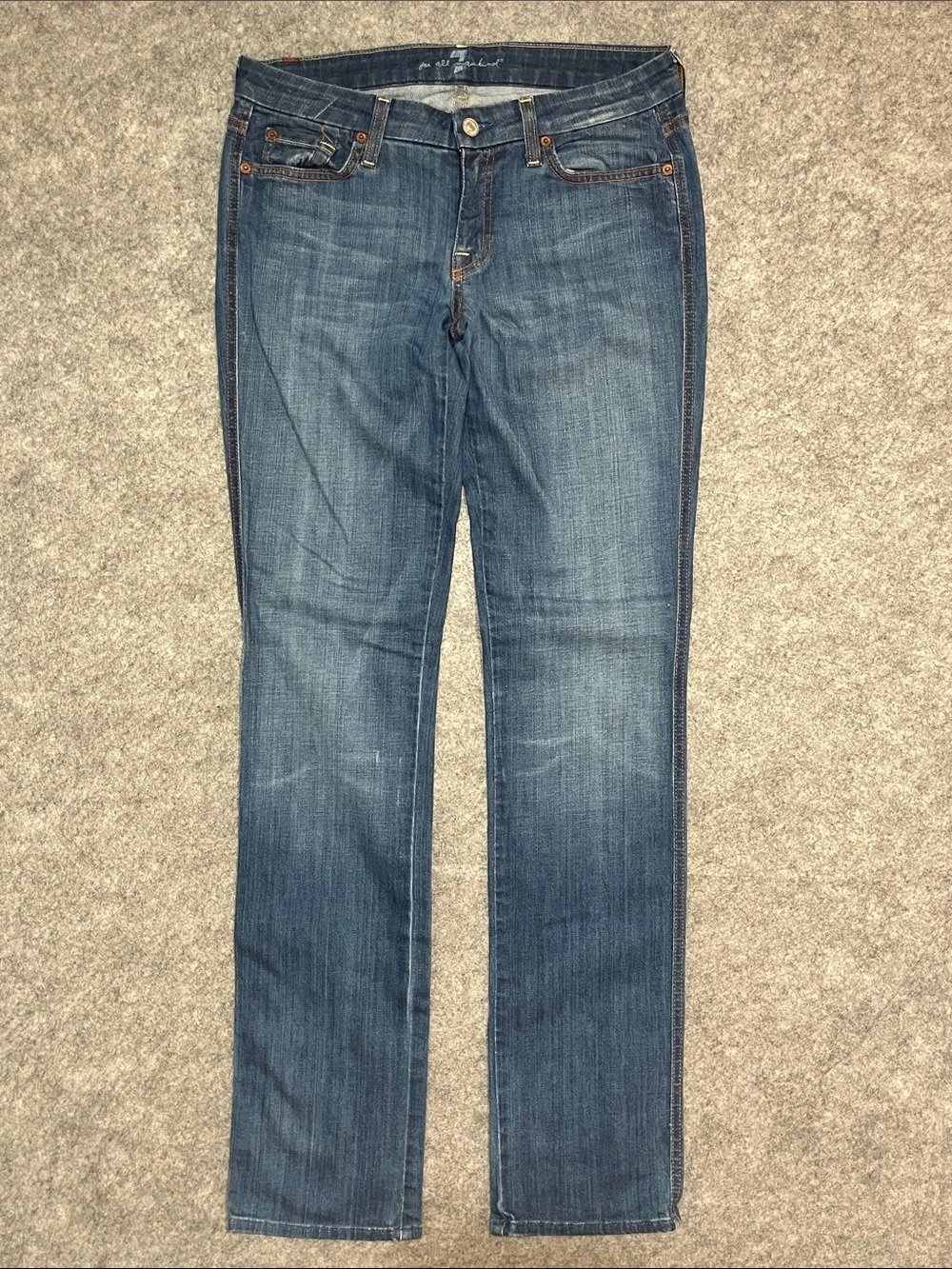 7 For All Mankind “Kate” Mid Blue Straight-Leg Jeans